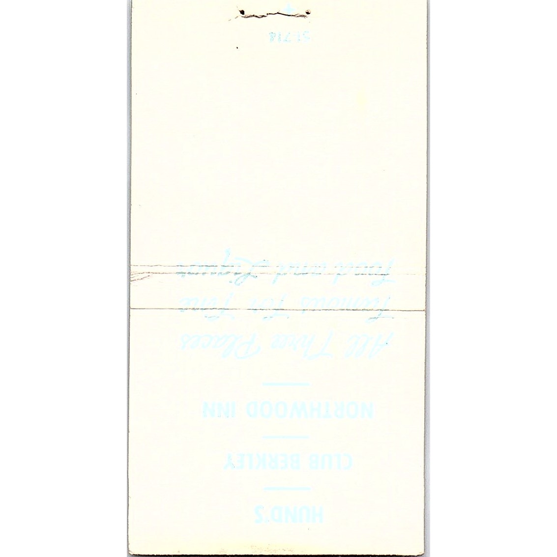 Hund's Northwood Inn Club Berkley Detroit MI Vintage Matchbook Cover SF3-Y4