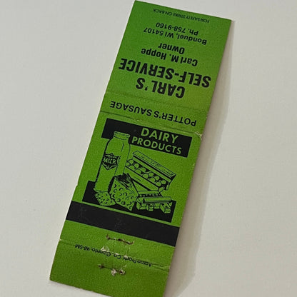 Carl's Self-Service Carl M Hoppe Bonduel WI Vintage Matchbook TB6-MB2-6