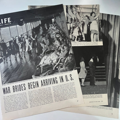 War Brides Begin Arriving in US 3 Pages 1940s WWII Era Article V29-5