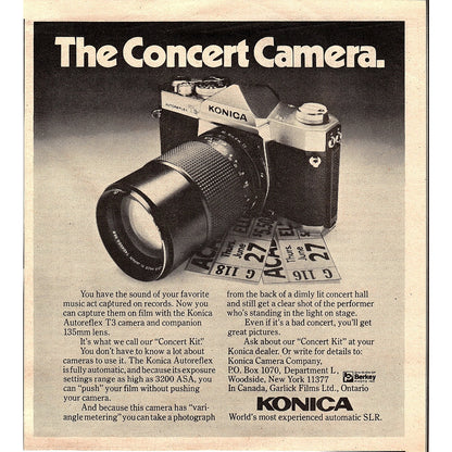 Konica Concert Camera Autoreflex T3 6.5x6 1974 Ad AF6-18