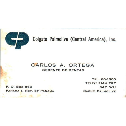 Colgate Palmolive Central America Carlos A. Ortega Panama Business Card SD8-B17