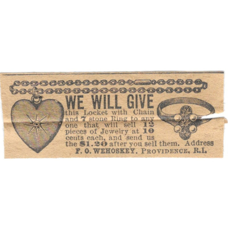 Locket Giveaway F.O. Wehoskey Providence RI 1910 Magazine Ad AF1-SS9
