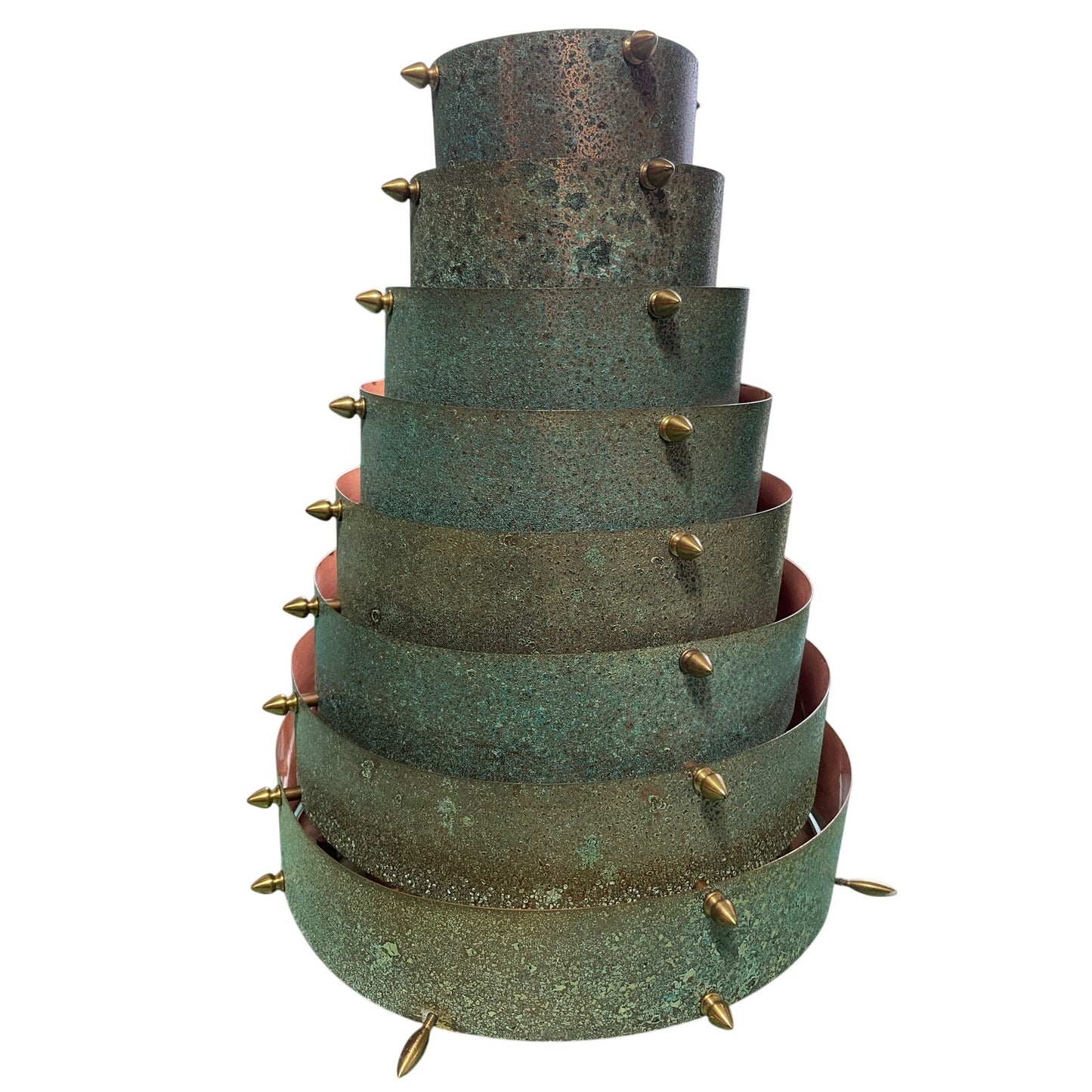 Original Frank Stone Art Hanging Light Fixture Copper Brutalist MCM Signed 14"