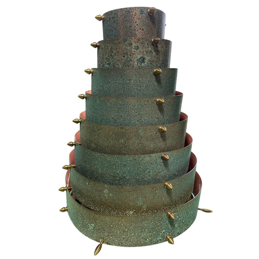 Original Frank Stone Art Hanging Light Fixture Copper Brutalist MCM Signed 14"