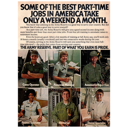 US Army Reserve Recruiting 1977 Ad D25