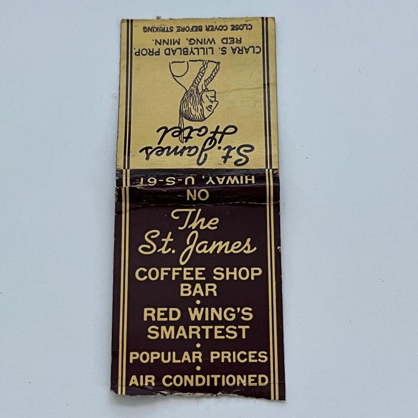 St. James Hotel Clara S. Lillyblad Red Wing MN Vintage Matchbook TB6-MB2-14