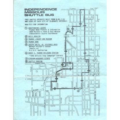 1984 Truman Home Fact Sheet Independence MO Shuttle Bus Map D23