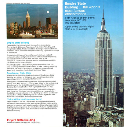 Vintage Empire State Building NY Map & Fold Out Travel Brochure TF4-BA