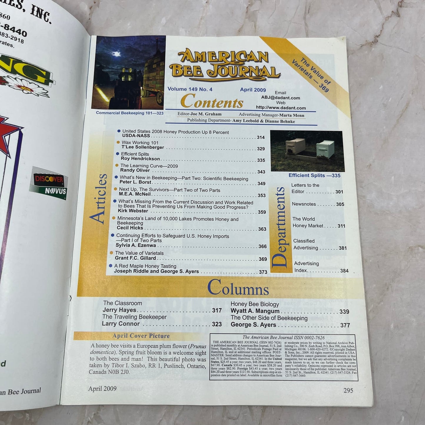 2009 April American Bee Journal Magazine Bees Beekeeping Honey M8