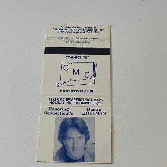 CMC Matchcover Club Honoring CT's Dustin Hoffman Vintage Matchbook TB6-MB2-6