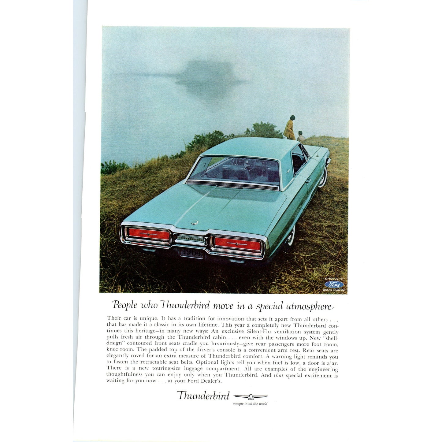 Teal Ford Thunderbird Automobile Car - Vintage Magazine Ad D20