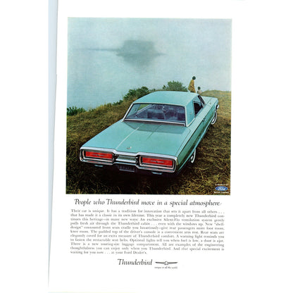 Teal Ford Thunderbird Automobile Car - Vintage Magazine Ad D20