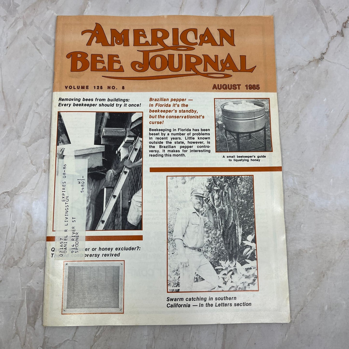 1985 August American Bee Journal Magazine Bees Beekeeping Honey M8-1