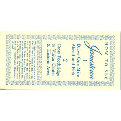 Vintage Entry to Jamestown Travel Voucher Coupon Card H5-5