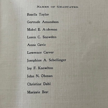 1904 Graduation Commencement Program Rosella Taylor Gertrude Amundson TB8-OD