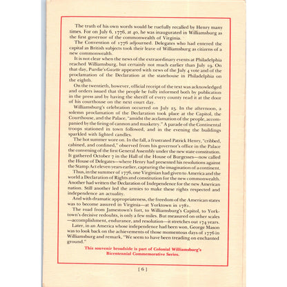 1970s Resolution and Revolution Williamsburg 1776 Travel Pamphlet TF4-BD