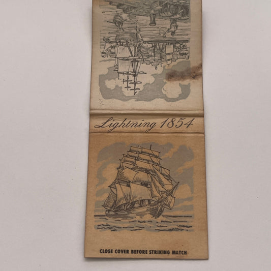 Lightning 1854 Clipper Ship Vintage Matchbook Cover TB8-MB2-3