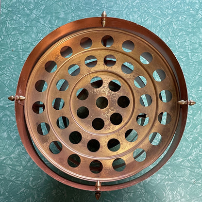 Original Frank Stone Art Hanging Light Fixture Copper Brutalist MCM Signed