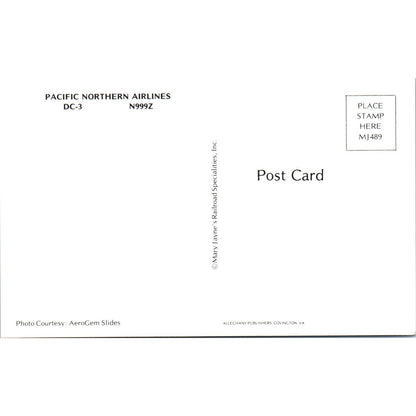 Pacific Northern Airlines DC-3 N999Z Vintage Postcard PC2