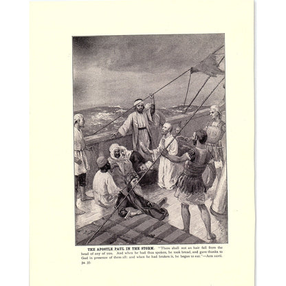 c1920 The Apostle Paul in the Storm Acts 27:34,35 Vintage Art Print 6x9" V17