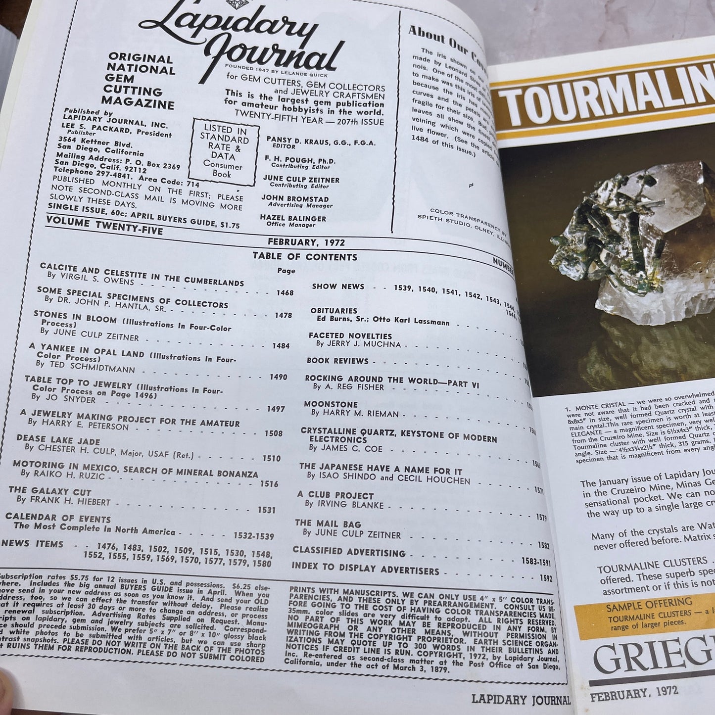 Iris of Lavender Onyx - Lapidary Journal Magazine - Feb 1972 M27