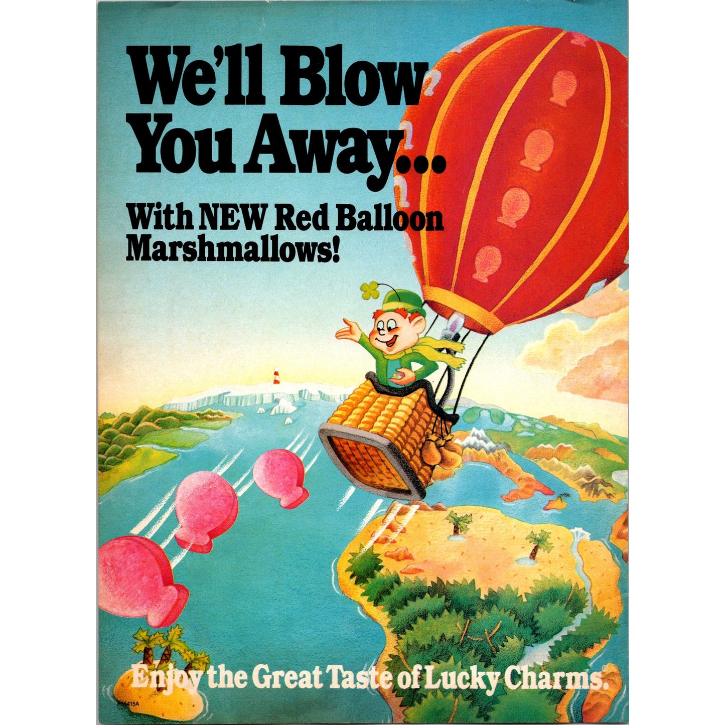 Lucky Charms New Red Balloon Marshmallows General Mills 1989 Ad B22