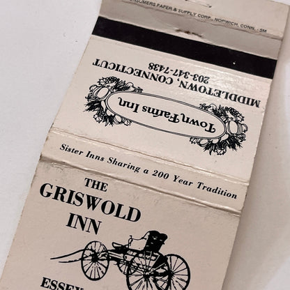 The Griswold Inn Essex, Town Farms Inn Middletown CT Matchbook Cover TB6-MB1-11