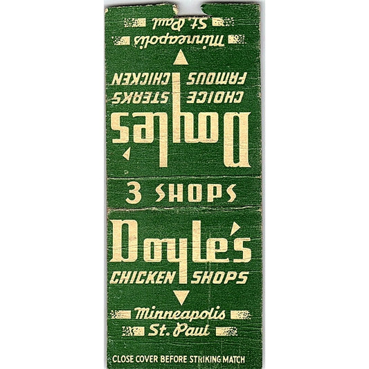 Doyle's Chicken Shops Minneapolis St. Paul Vintage Matchbook Cover MM11-9