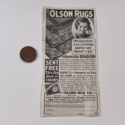 Olson Rug Co. Olson Rugs Chicago IL 1936 Ad SAG4-M4