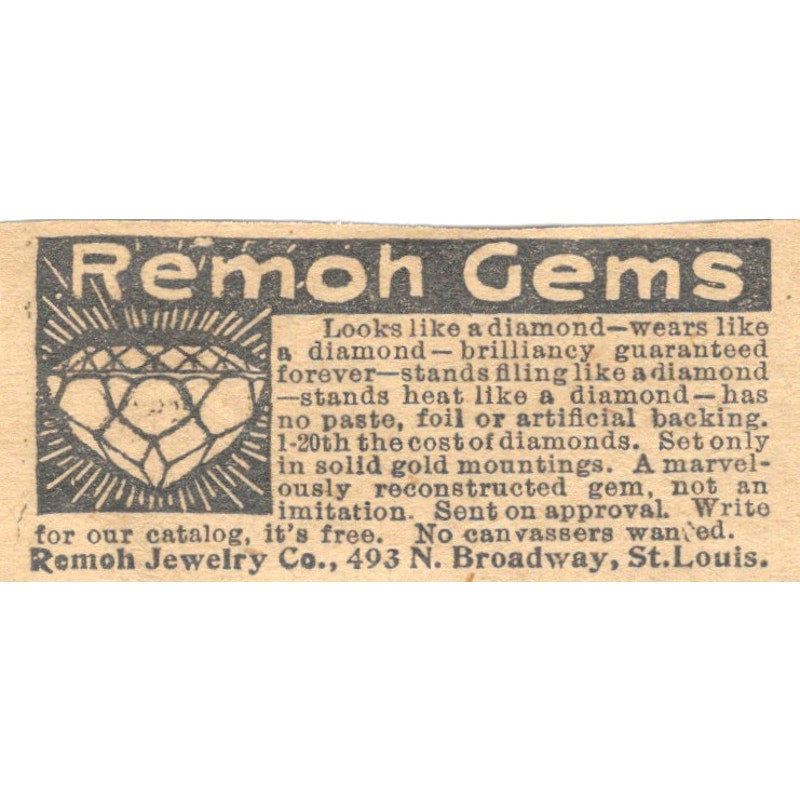 Gems Remoh Jewelry Co St. Louis MO 1910 Magazine Ad AF1-SS6