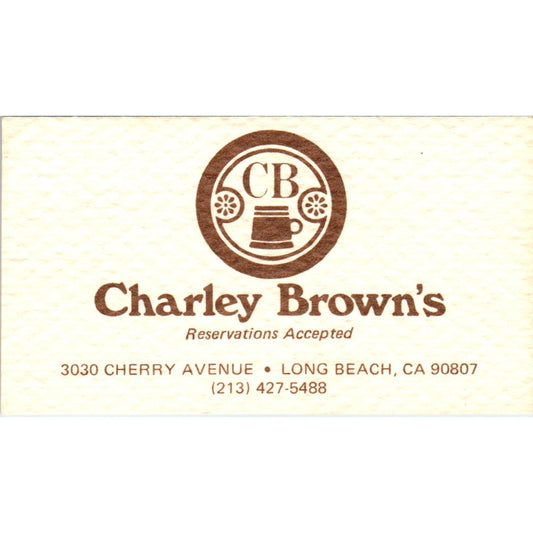 Charley Brown's Restaurant Long Beach CA Vintage Business Card SD8-B6
