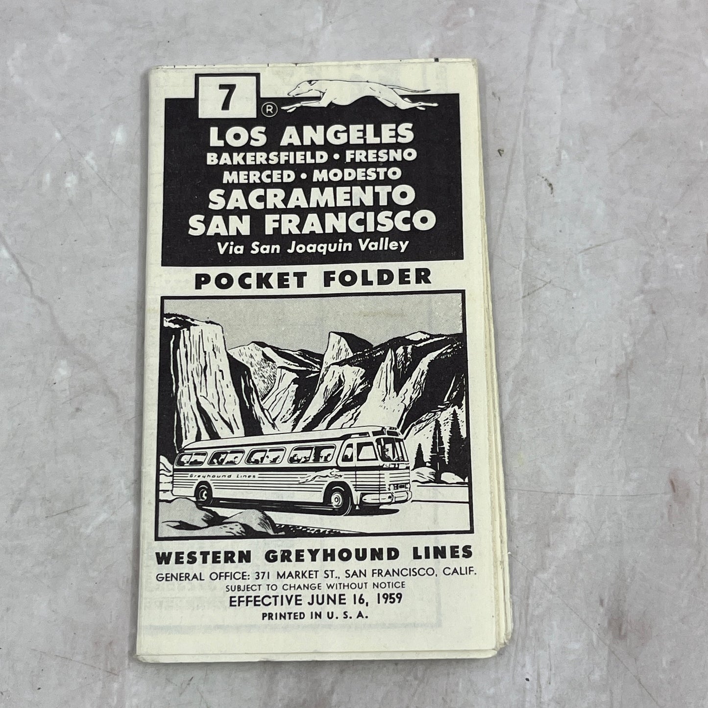1959 Western Greyhound Lines Pocket Timetable Los Angeles San Francisco SF4