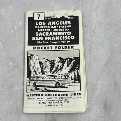 1959 Western Greyhound Lines Pocket Timetable Los Angeles San Francisco SF4