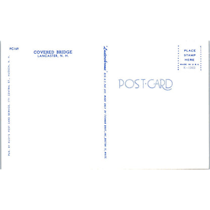 Covered Bridge at Lancaster New Hampshire Covered Bridge Postcard PC3