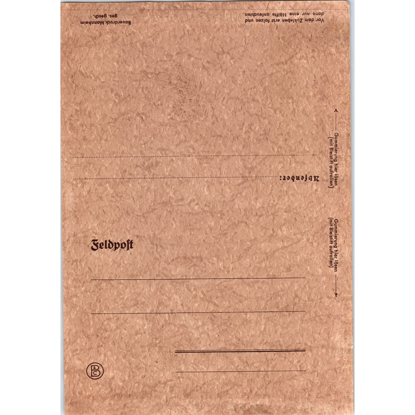 Vintage WWII German Feldpost Envelope Letter Blank TG7-EK