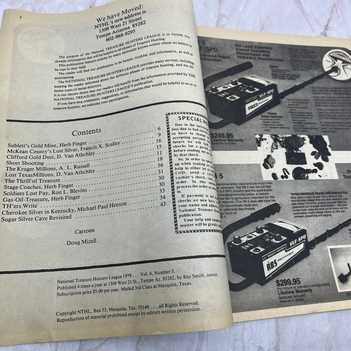 1979 National Treasure Hunters League Treasure Hunting Magazine Tempe AZ M20