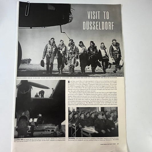 Halifax Bomber Crew Visit to Düsseldorf 3 Pages 1940s WWII Era Article V29-5