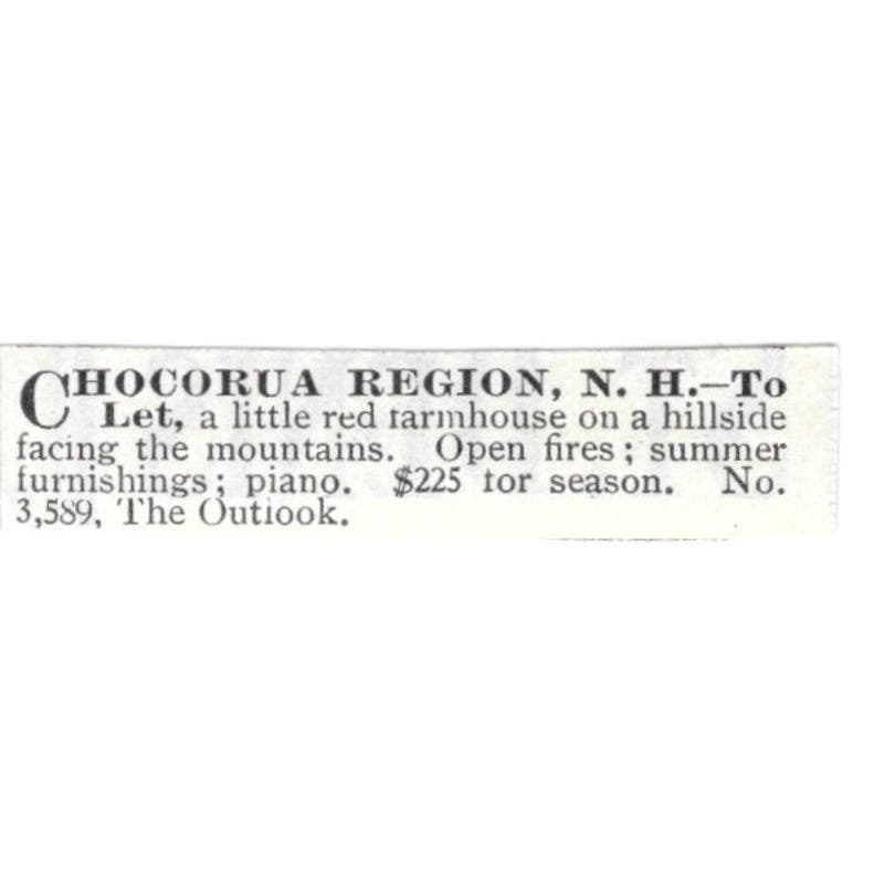 Chocorua Region NH Farmhouse c1918 Original Advertisement AE5-SV6
