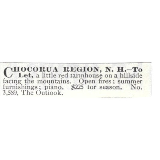 Chocorua Region NH Farmhouse c1918 Original Advertisement AE5-SV6