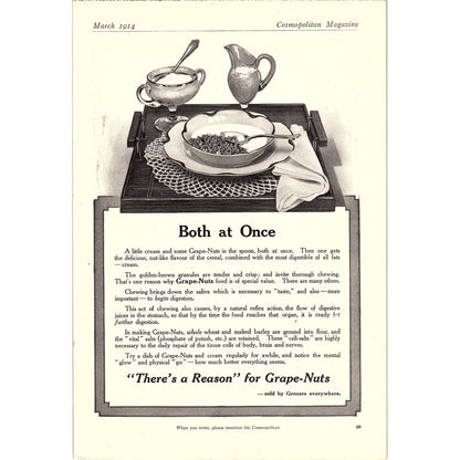 1914 Grape-Nuts Cereal Antique Magazine Ad 6.5x9.5 V4