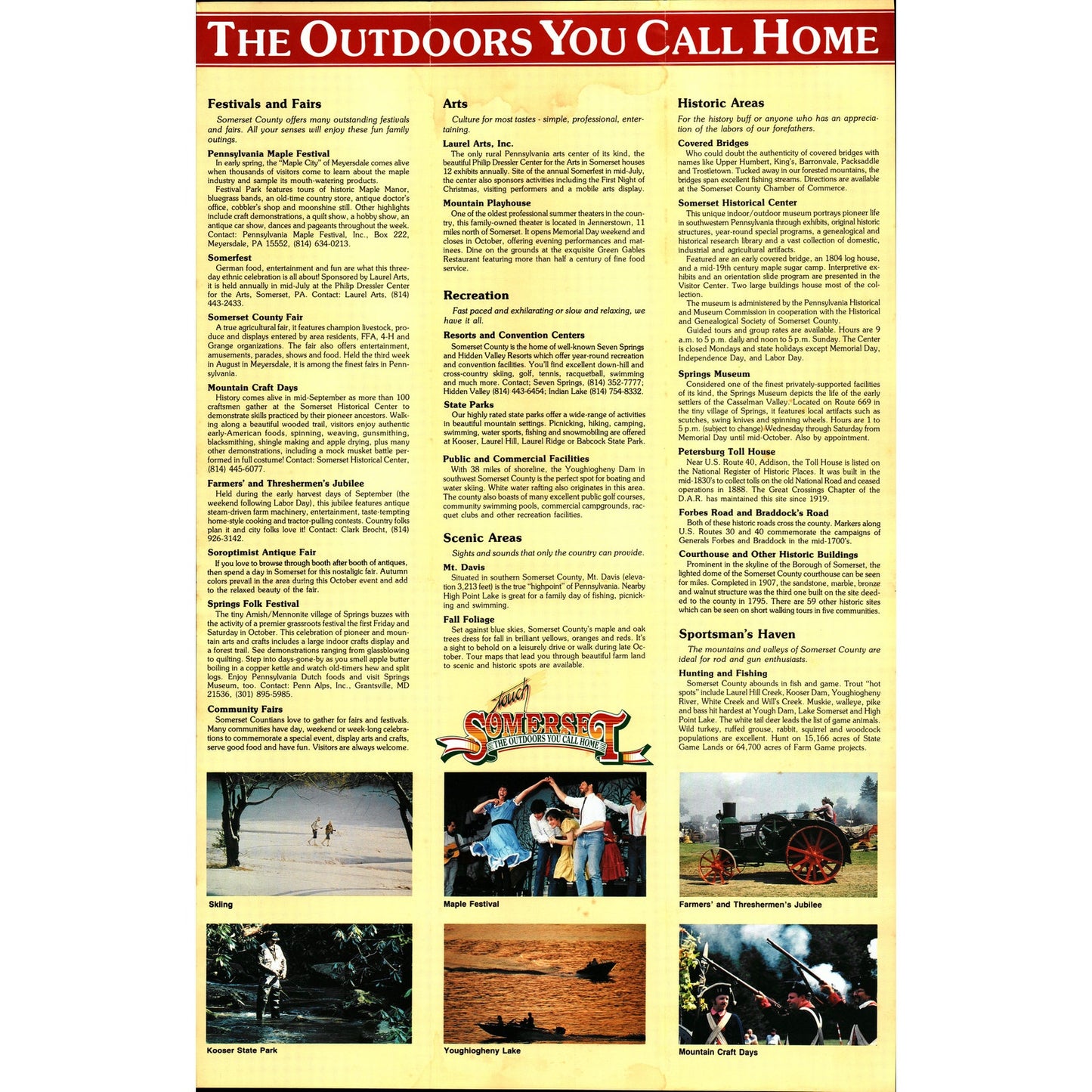 1970s Somerset PA Attractions Fold Out Travel Guide V1-1