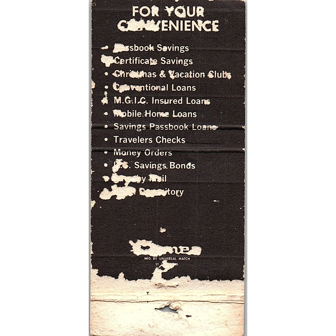 Henry County Savings and Loan Indiana Vintage Matchbook TB6-MB2-12