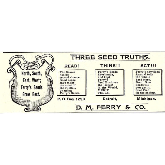 D.M. Ferry & Co Seeds Detroit Michigan 1892 Ad AG2-H5