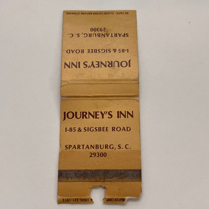 Journey's Inn Spartanburg SC Vintage Matchbook TB6-MB2-15