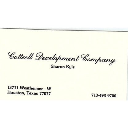 Sharon Kyle Cottrell Development Houston Vintage Business Card SE3-B14