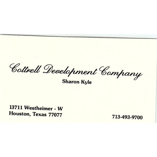 Sharon Kyle Cottrell Development Houston Vintage Business Card SE3-B14