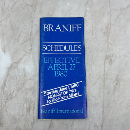1980 Braniff International Airline Schedules Miami to Rio Timetables TJ4-P1