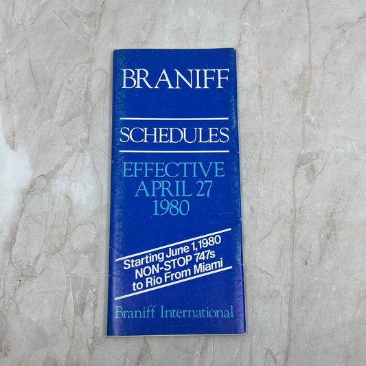 1980 Braniff International Airline Schedules Miami to Rio Timetables TJ4-P1