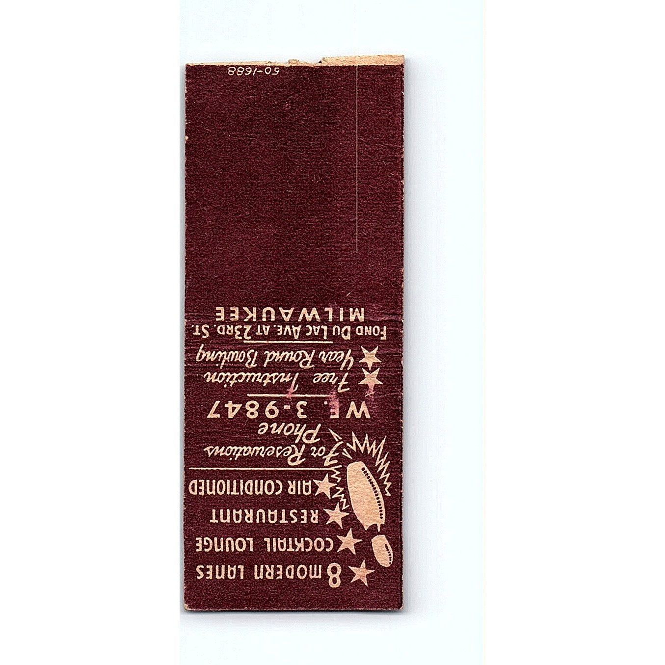 Caserotti's Bowl-Mor Lounge Bowling Milwaukee Vintage Matchbook Cover SF3-Y5