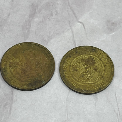 1990s Chuck E Cheese Metal Arcade Token Chit Lot of 2 SE2